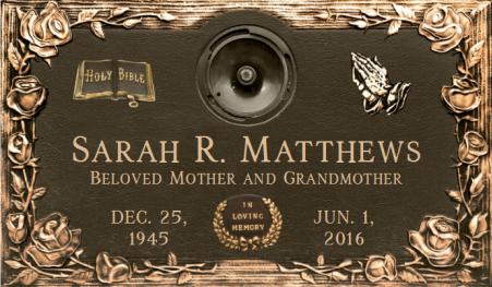 Garden Memorial Park bronze grave marker